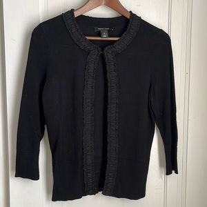 White House Black Market black cardigan with rouched detail